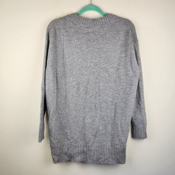 Athleta Wool Cashmere V-Neck Tunic Sweater Heather Gray sz S - Picture 2 of 8